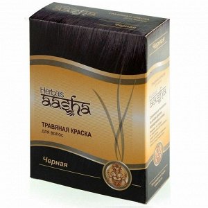 Aasha Herbals Травяная краска для волос на основе индийской хны, чёрный