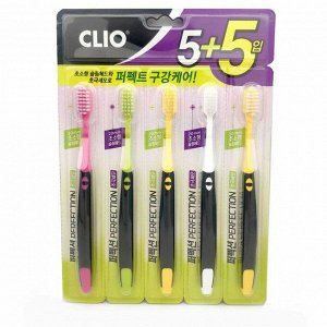Clio Набор зубных щёток / Perfection 5+5 Antibacterial, 10 шт.