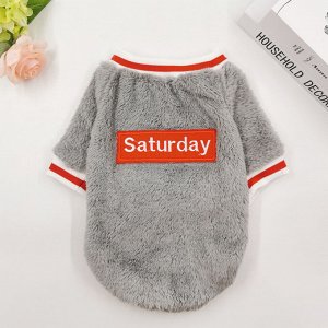 Тёплая кофта для животных, надпись "Saturday", цвет серый