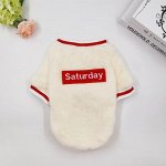 Тёплая кофта для животных, надпись &quot;Saturday&quot;, цвет молочный
