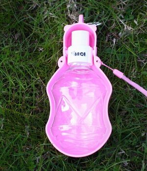 Переносная бутылка-поилка для животных, 280мл, цвет розовый
