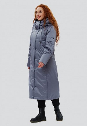 2202 серый Удлиненное, лаконичное пальто прямого силуэта из ткани &quot;мембрана&quot; с водоотталкивающей пропиткой. За дополнительную защиту от непогоды отвечает воротник-стойка, переходящий в капюш