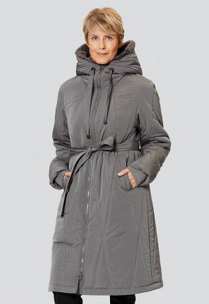 2211 серый Лаконичное, стеганое пальто прямого силуэта из полуматовой ткани с водоотталкивающей пропиткой и утеплителем ТермМакс. Декоративная стежка ромбами подчеркивает модный силуэт.За дополнительн