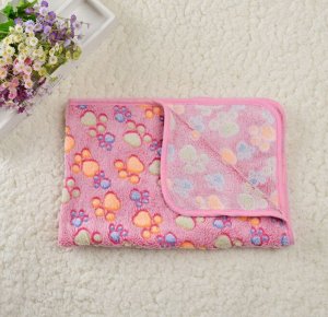 Одеяло-полотенце для животных, принт "Лапки", цвет розовый, размер S