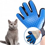Расческа-перчатка для животных на правую руку, цвет синий