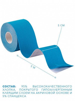 Кинезио Тейп Голубой 5см