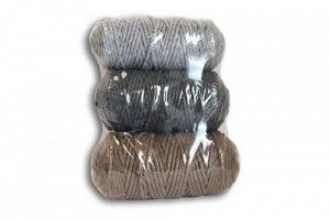 Набор шнуров хлопковых 4мм (светло серый+тёмно серый+серо коричневый)