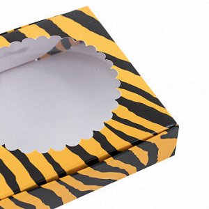 Коробка для печенья "Текстура тигра" с окном, 12*12*3 см