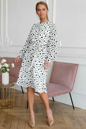Платье Модный принт polka dots заполнил все сферы фэшн индустрии. Классический белый материал с горошком разной величины выглядит очень актуально и стильно. Ткань: шифон с подкладом из 100% хлопка. Мо