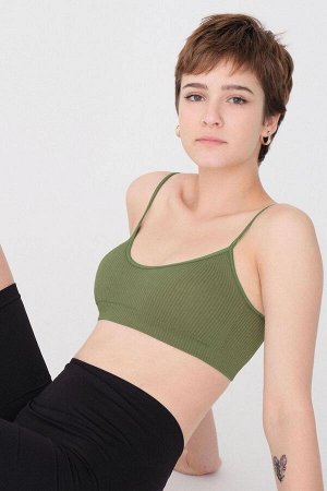 OLIVE GREEN Chest Pad Бесшовная укороченная майка