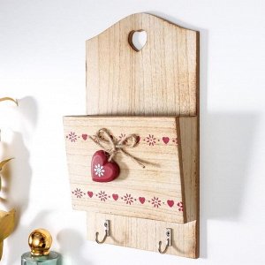 Крючки декоративные дерево с карманом "Ленты из сердец" 26x15,2x5 см