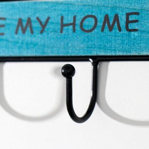 Крючки декоративные металл "I love my home" голубой 9,5х29 см