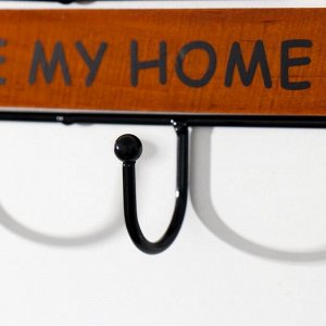 Крючки декоративные металл "I love my home" коричневый 9,5х29 см