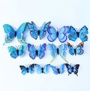 Наклейка «3D Бабочки», синие12 штук (2494)