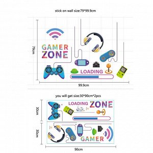 Наклейка многоразовая интерьерная "Gamer zone" .