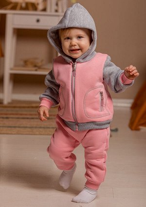 Костюм детский с начесом (Кофта с капюшоном и брюки) цвет Розовый