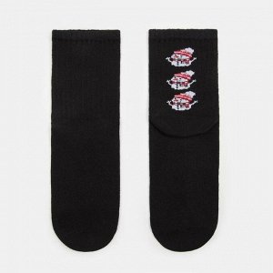 Носки новогодние женские MINAKU «Снеговики», цвет чёрный, (23 см)
