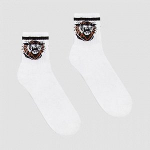 Носки мужские новогодние MINAKU «Символ года 2022 Тигр» цвет белый, размер 40-41