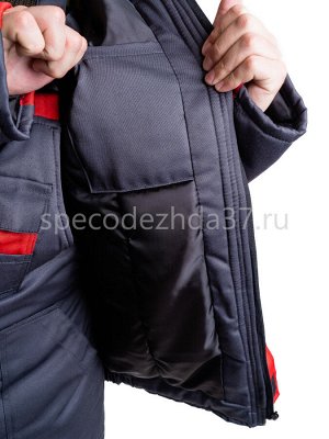 Костюм рабочий зимний "Инноватор СТ37" с СОП тк.грета цв.красный/серый (куртка+ п/к)