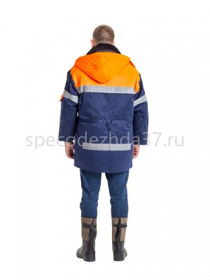 Куртка рабочая &quot;РЖД&quot; цв.оранж/тёмно-синий тк.полиэфир