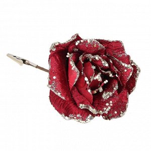 СНОУ БУМ Украшение декоративное в виде розы, текстиль, 22x16см