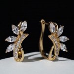Серьги со стразами &quot;Циркония&quot; галочка, цвет белый в серебре