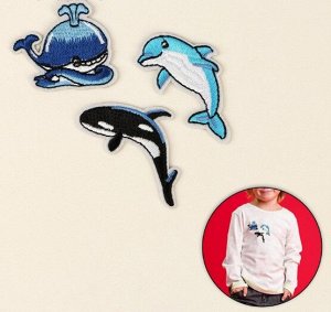 Набор термоаппликаций «Дельфин, косатка, кит»