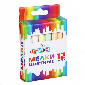 ClipStudio Мелки школьные цветные 12 штук, в картонной коробке с подвесом