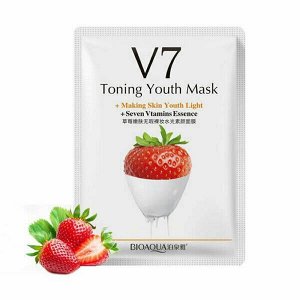 Тканевая витаминная маска V7 с экстрактом клубники «Bioaqua V7 Toning Youth», 30 г