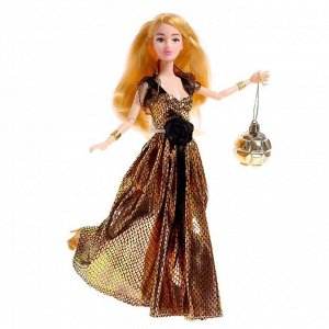Кукла-модель шарнирная «Снежная принцесса Ксения» с аксессуаром, чёрно-золотое платье
