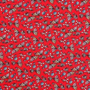 Лоскут, мелкий цветочек на красном хлопке, 50 х 50 см