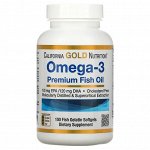California Gold Nutrition, омега-3, рыбий жир премиального качества, 100 капсул из рыбьего желатина