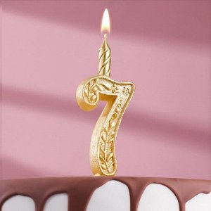 Свеча для торта цифра "Золотой узор" "7"