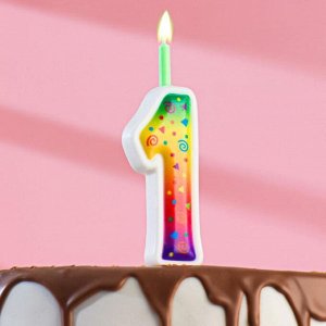 Свеча для торта "Цветное пламя", 12.3 см, цифра "1"