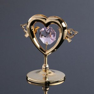 Сувенир «Сердце с голубями", с кристаллами