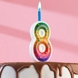 Свеча для торта "Цветное пламя", 12.3 см, цифра "8"