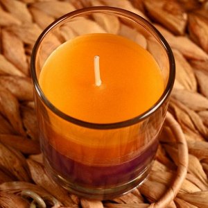 Свеча в стеклянном стаканчике "Двойной аромат" 6,5х6,5х7,5 см корица, апельсин