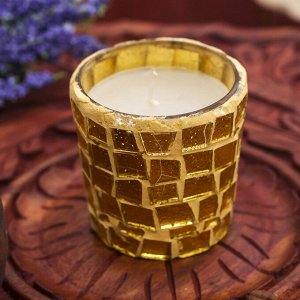 Свечка в стеклянном стаканчике "Золотой узор" 6х4х4 см