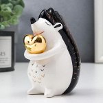 Сувенир керамика &quot;Ёжик с сердечком&quot; бело-чёрный с золотом 10,6х6х9,5 см