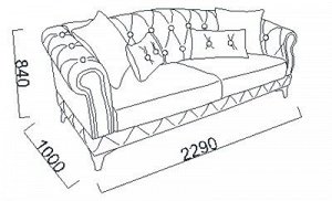 Диван-кровать Bellona Volga, 3-х местный цвет: бежевый, ножки орех, подушки зелёные (VOLG-02/Melson Krem 201512)