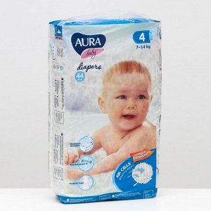 Подгузники одноразовые для детей Aura Baby 4/L7-14кгjambo-pack44штКК/4