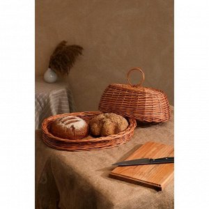 Хлебница плетёная, с крышкой, натуральная, 44х33х16 см