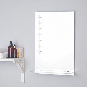 Зеркало «Ромб», с пескоструйной графикой, настенное, с полочкой, 40?60 см