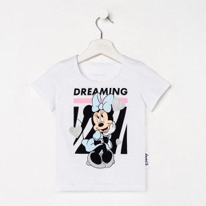 Футболка детская "Dreaming" Минни Маус, рост 98-104, белый