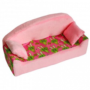 Мебель мягк. Диван,2 подушки "Кролики розовые" с розовым плюшем НМ-002/1-31