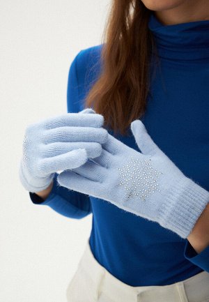 Перчатки с узором «Снежинка», цвет голубой