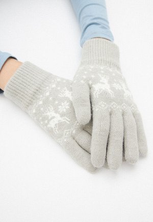 Перчатки с новогодним орнаментом, цвет серый