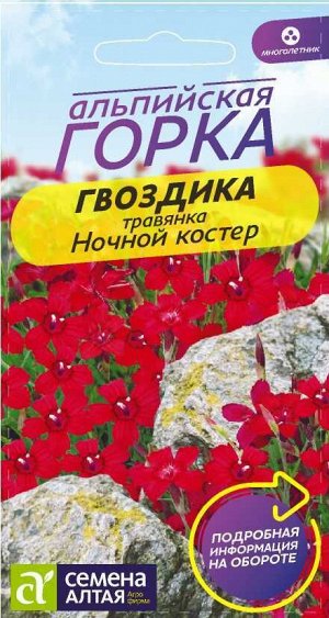 Цветы Гвоздика травянка Ночной Костер/Сем Алт/цп 0,05 гр. многолетник. Альпийская горка