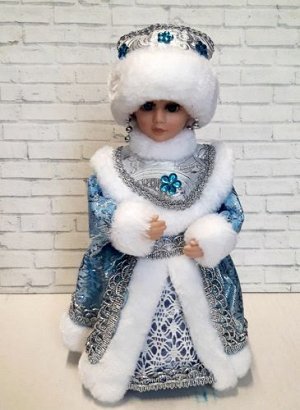 Снегурочка муз. в серебристо-голубом платье 30см (поет песню )  V