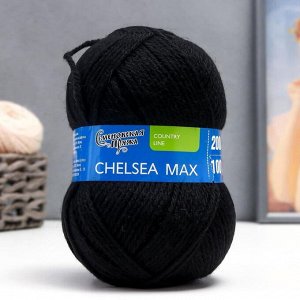 Пряжа Chelsea MAX (Челси max) 50% шерсть англ.кроссбред, 50% акрил 200м/100гр (1 черный)